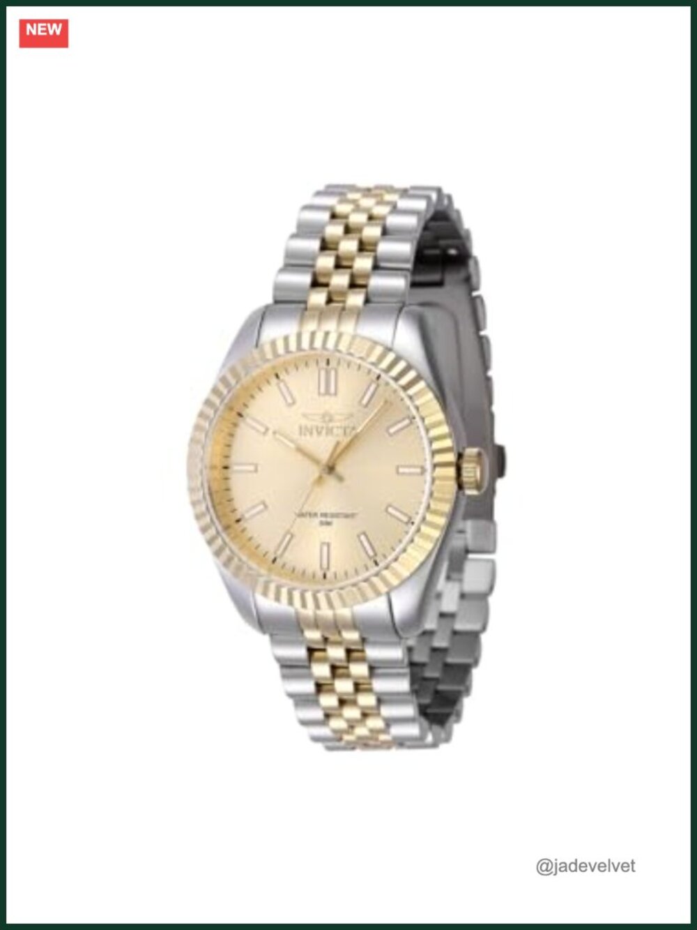 Quartz Gold Dial Ladies Watch Two-Tone Bracelet 50M Water Resistant Crystal